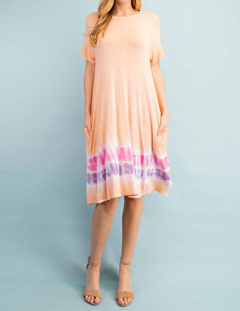 Jersey Tie Dye T-Shirt Dress - Light Tangerine