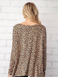 Leopard Top With Rose Gold Sequin Pocket Tee - Leopard Print