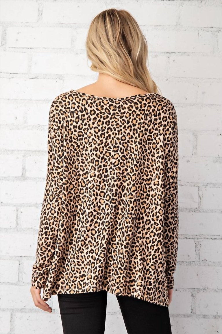 Leopard Top With Rose Gold Sequin Pocket Tee - Leopard Print