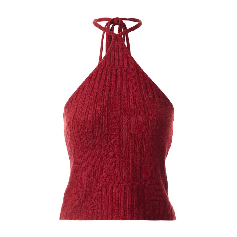Freya Cable Knit Top - Ruby