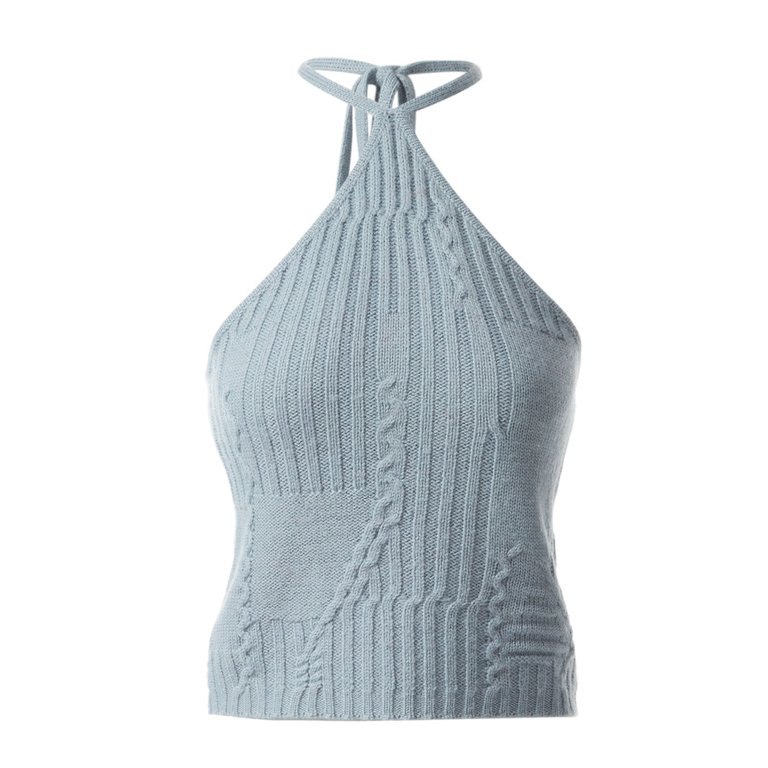 Freya Cable Knit Top - Frost Blue