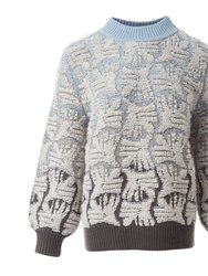 Keira Jacquard Knit Jumper - Light Blue/Ivory/Grey