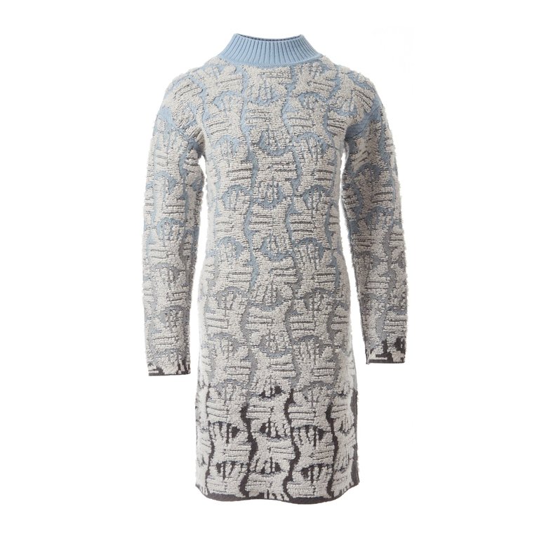 Kora Jacquard Knit Sweater Dress - Gray