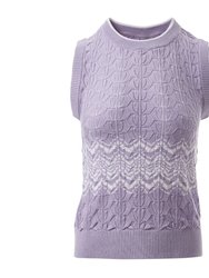 Mahalia Crochet Knit Vest - Lilac/White
