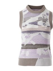 Malaya Inlay Knit Vest - White/Pink/Purple/Frey/Black