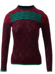 Mia Transfer Stitch Colour-blocking Pullover - Navy/Wine Red/Red/Grey