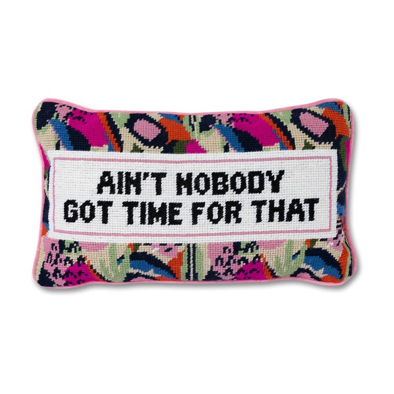 Ain't Nobody Needlepoint Pillow In Light Pink - Light Pink