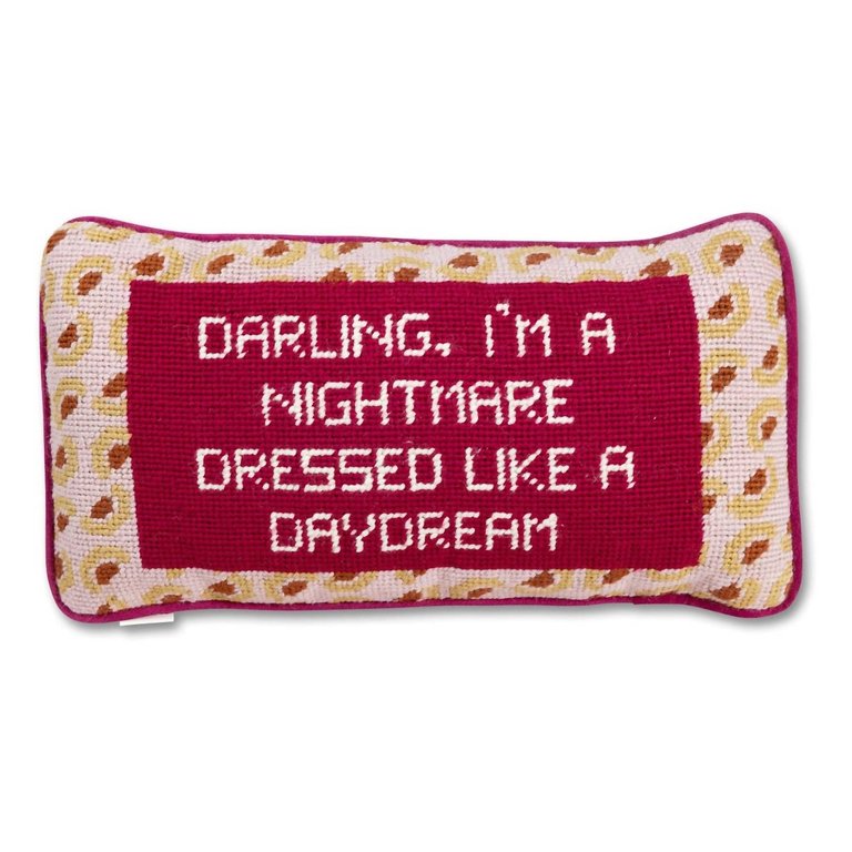 Dressed Like A Daydream Needlepoint Pillow In Pink - Pink