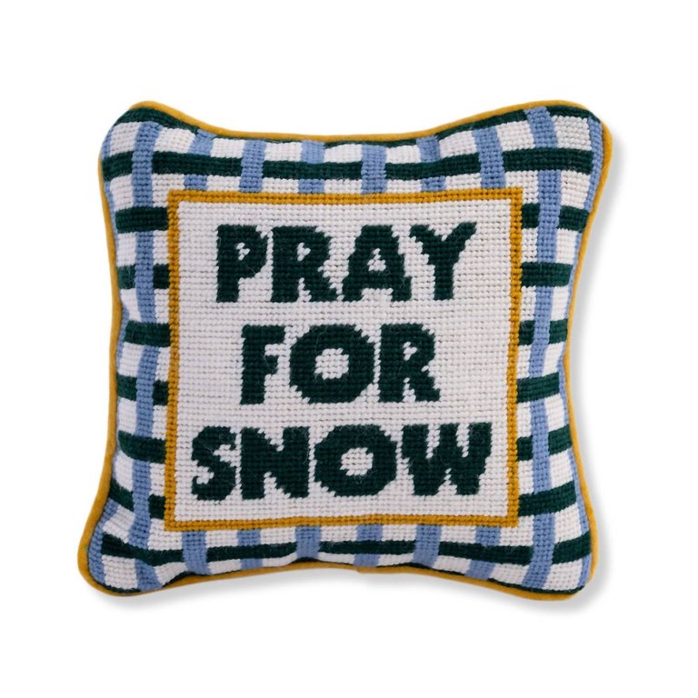 Pray For Snow Needlepoint Pillow In Amber - Amber