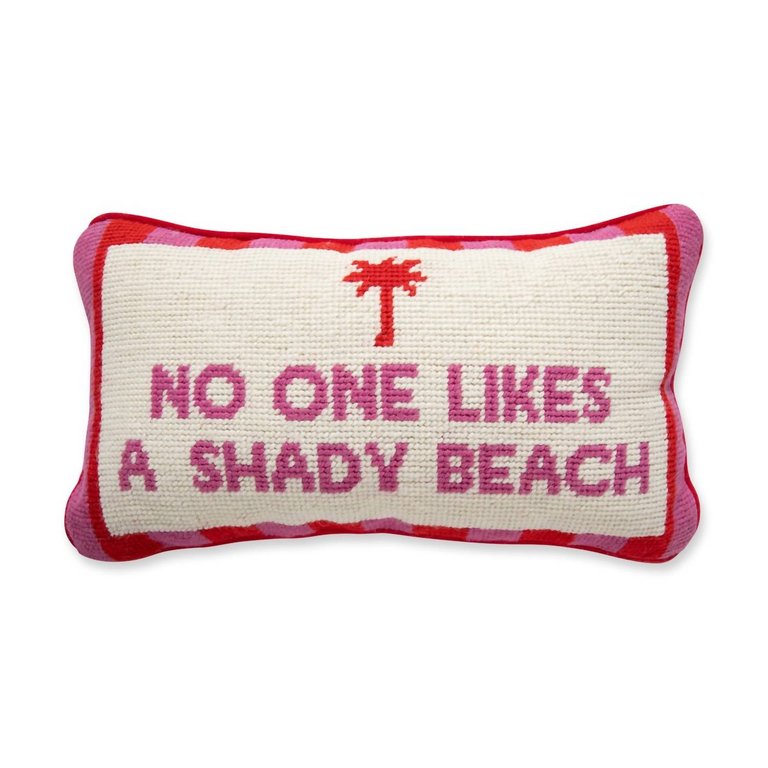 Shady Beach Needlepoint Pillow In Poppy - Poppy