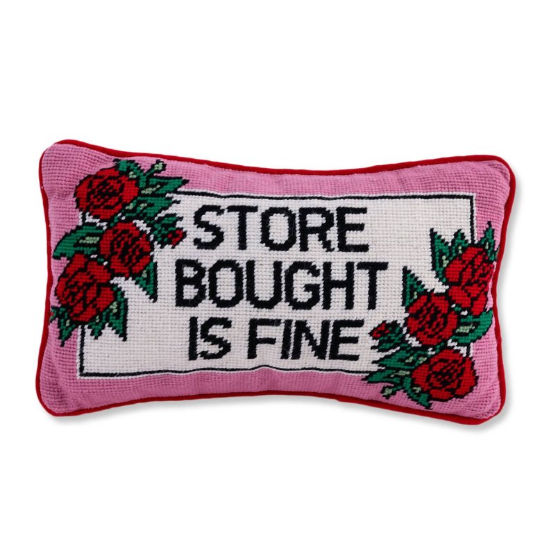 Store Bought Is Fine Needlepoint Pillow In Red - Red