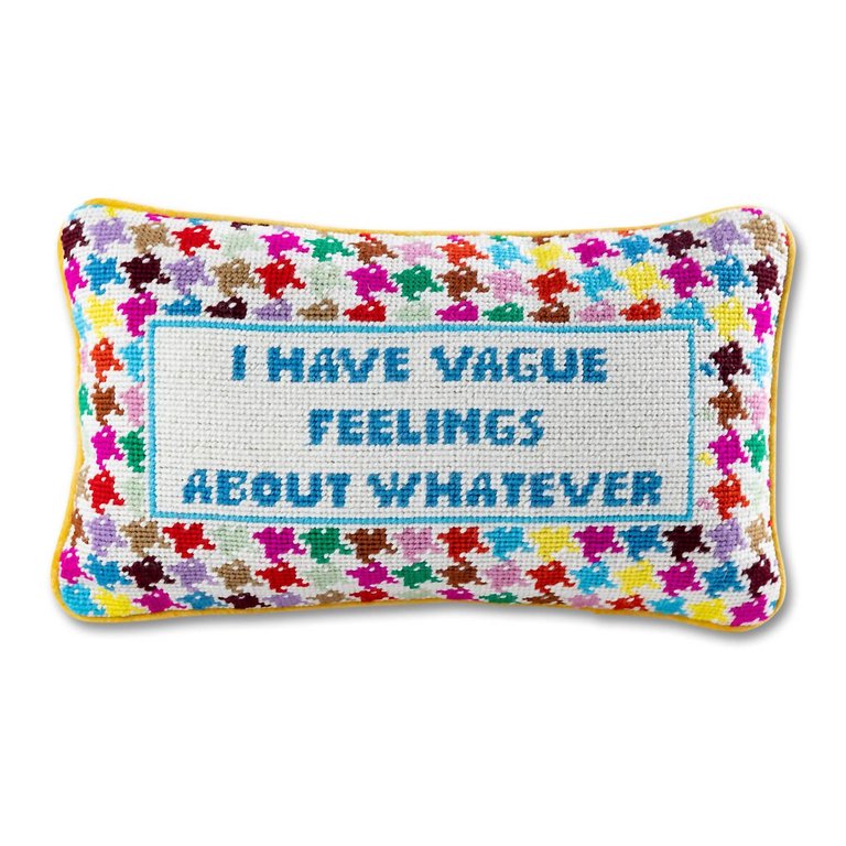 Vague Feelings Needlepoint Pillow In Yellow - Yellow