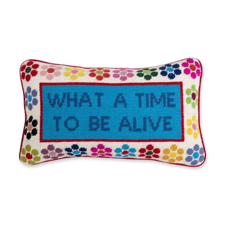 What A Time Needlepoint Pillow In Red - Red