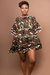 Neena Tiered Kaftan Mini Dress In Penny Lime Brown