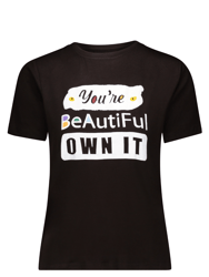 You're Beautiful Own It Cotton T-Shirt II In Black