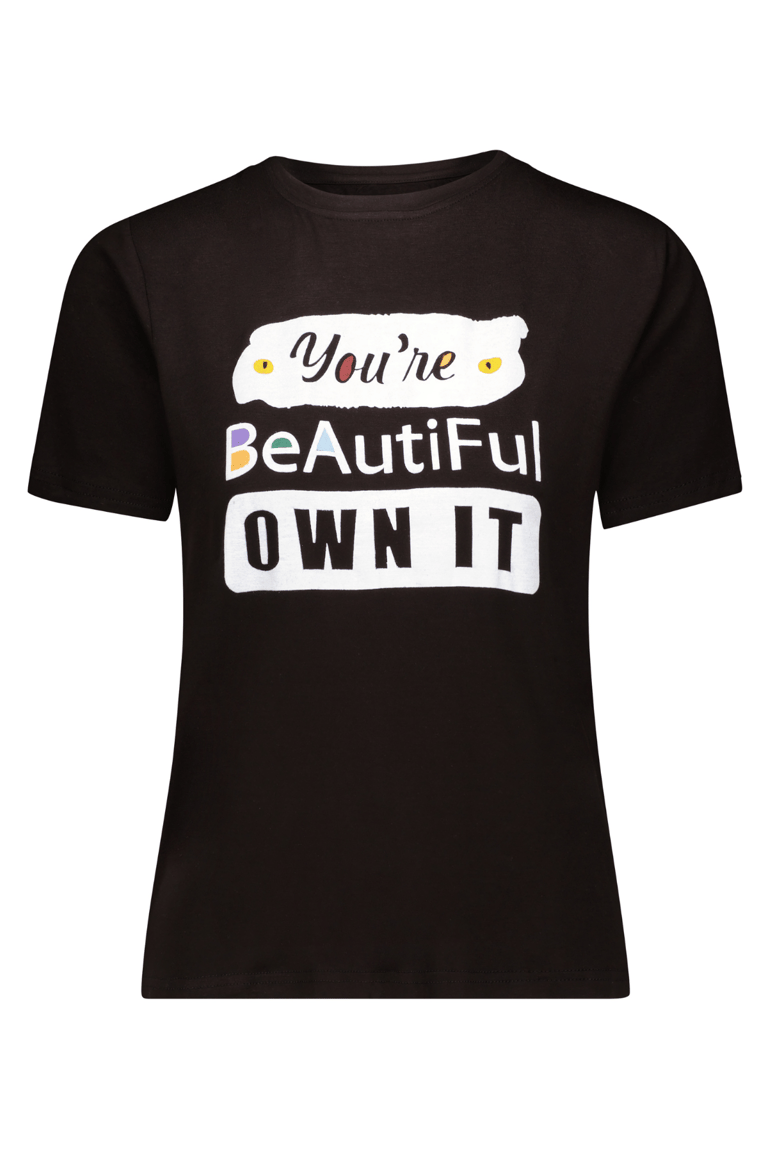 You're Beautiful Own It Cotton T-Shirt II In Black