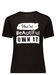 You're Beautiful Own It Cotton T-Shirt II In Black - Black