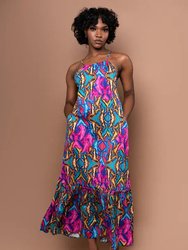 Coreen Cotton Strappy Maxi Dress - Teal Orchid