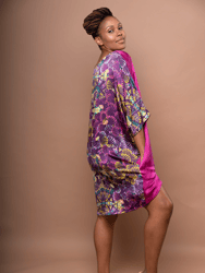 Tunde Tunic Mini Dress in Silk - For Fuchsia Sake