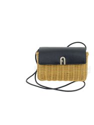 Women Diamante Basket Weave Leather Mini Crossbody Bag