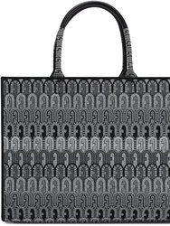 Women Opportunity Tote Toni Grigio Leather Canvas Tote Bag - Black