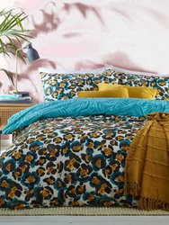 Ayanna Leopard Print Duvet Set Teal - Queen/UK King