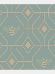 Bee Deco Geometric Duvet Set - Eau De Nil (Queen) (UK - King)