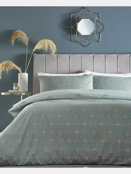 Bee Deco Geometric Duvet Set - Eau De Nil - Twin (UK - Single) - Eau De Nil