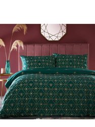 Bee Deco Geometric Duvet Set - Emerald Green (King) (UK - Superking)