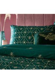 Bee Deco Geometric Duvet Set - Emerald Green (King) (UK - Superking)