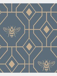 Bee Deco Geometric Duvet Set - French Blue - Full/UK - Double