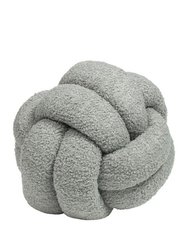 Boucle Fleece Knotted Throw Pillow- Silver - Silver