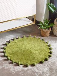 Circle Pom Pom Bath Mat - Olive (One Size)