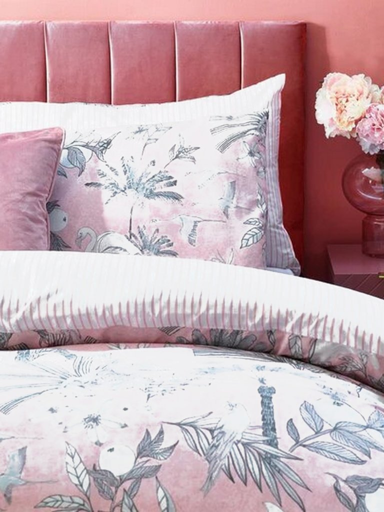 Colony Palm Leaf Duvet Set - Pink - Queen (UK - King)