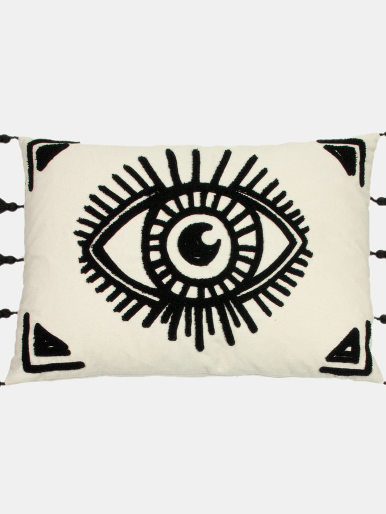 Furn Ashram Eye Throw Pillow Cover (White/Black) (One Size) - White/Black