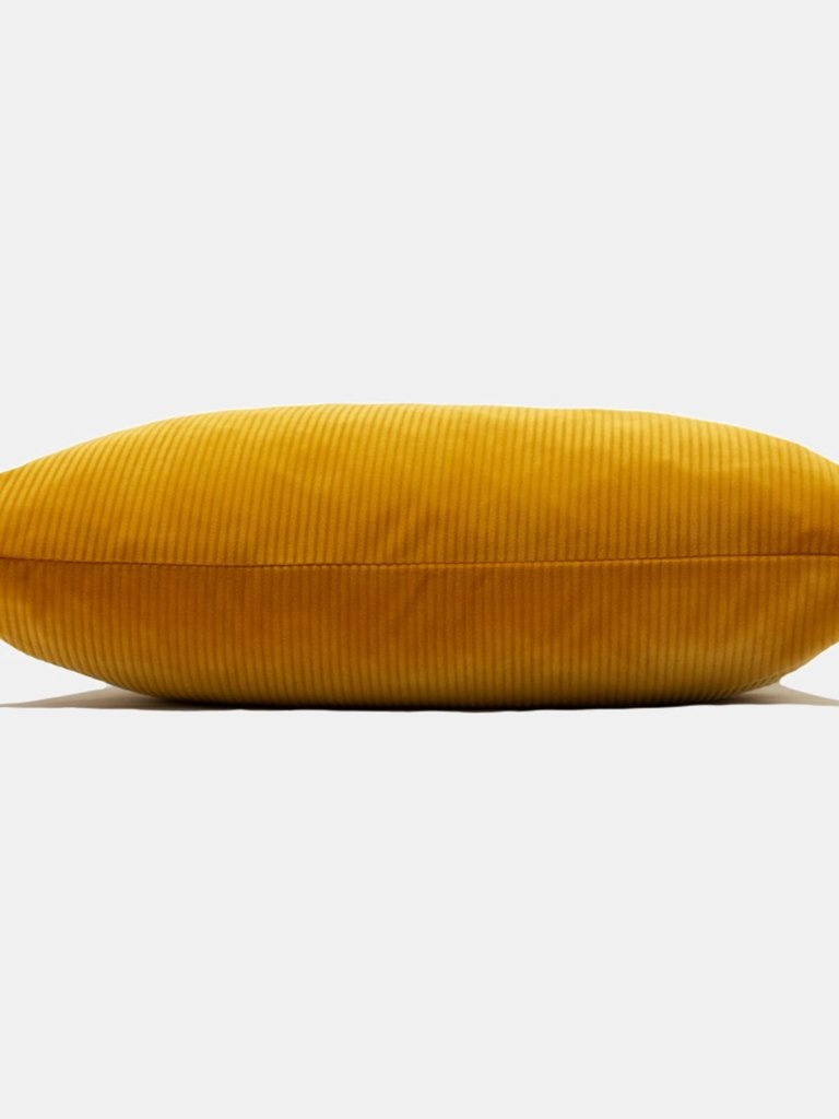 Furn Aurora Corduroy Throw Pillow Cover (Ochre Yellow) (18 x 18 in)
