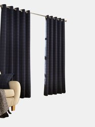 Furn Ellis Ringtop Eyelet Curtains (Navy) (66 x 72 in)
