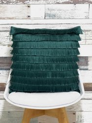 Furn Flicker Tiered Fringe Cushion Cover (Teal) (18 x 18 in)