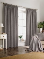 Furn Harrison Pencil Pleat Faux Wool Curtains (Pair) (Gray) (66x90in) (66x90in)