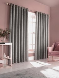 Furn Himalaya Jacquard Design Eyelet Curtains (Pair) (Silver) (46x54in) (46x54in)