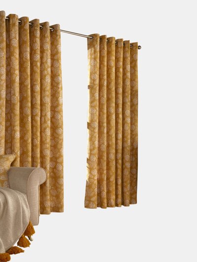 Furn Furn Irwin Woodland Design Ringtop Eyelet Curtains (Pair) (Mustard) (46x72in) (46x72in) product