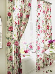 Furn Peony Vibrant Colored Floral Pleat Curtains (Fuchsia) (66in x 54in) (66in x 54in)