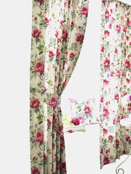 Furn Peony Vibrant Colored Floral Pleat Curtains (Fuchsia) (90in x 90in) (90in x 90in) - Fuchsia