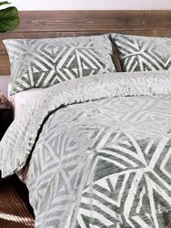 Furn Tanza Global Geometric Duvet Set (Sage Green) (Queen) (UK - King)