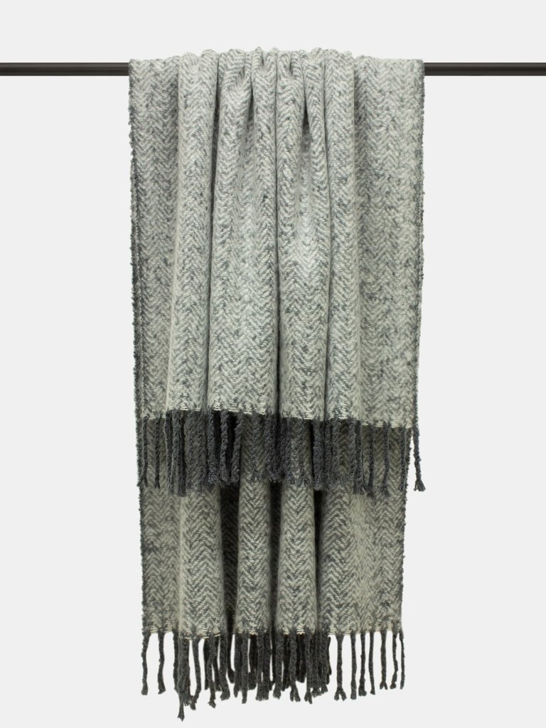 Furn Weaver Throw with Herringbone Design (Gray) (One Size) (One Size) - Gray