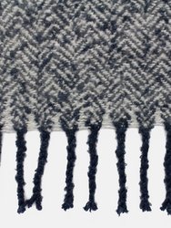 Furn Weaver Throw with Herringbone Design (Navy) (One Size) (One Size)