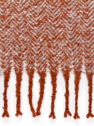 Furn Weaver Throw with Herringbone Design (Rust) (One Size) (One Size)