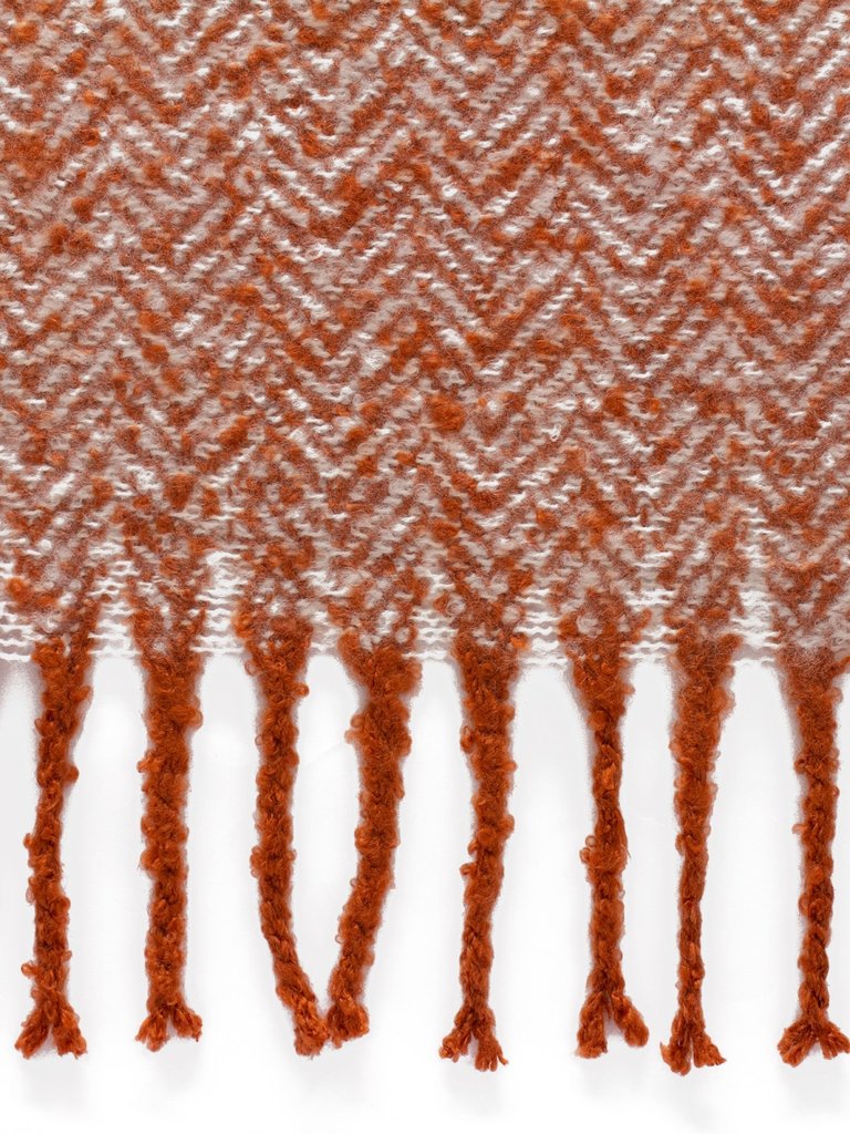 Furn Weaver Throw with Herringbone Design (Rust) (One Size) (One Size)
