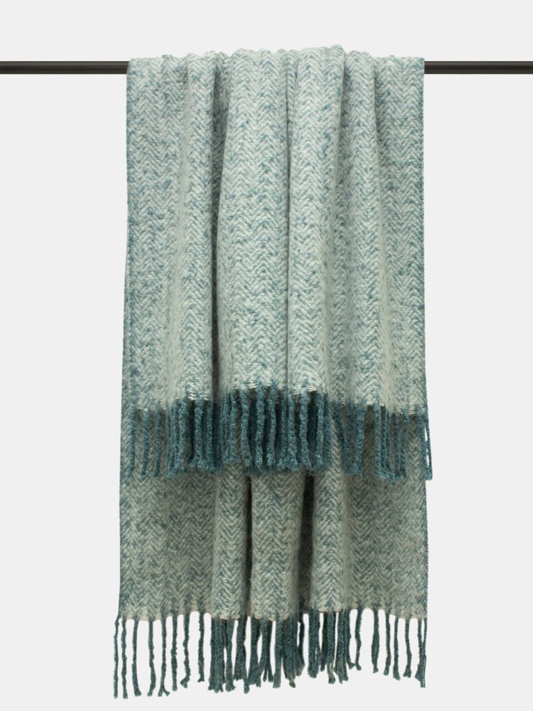 Furn Weaver Throw with Herringbone Design (Teal) (One Size) (One Size) - Teal