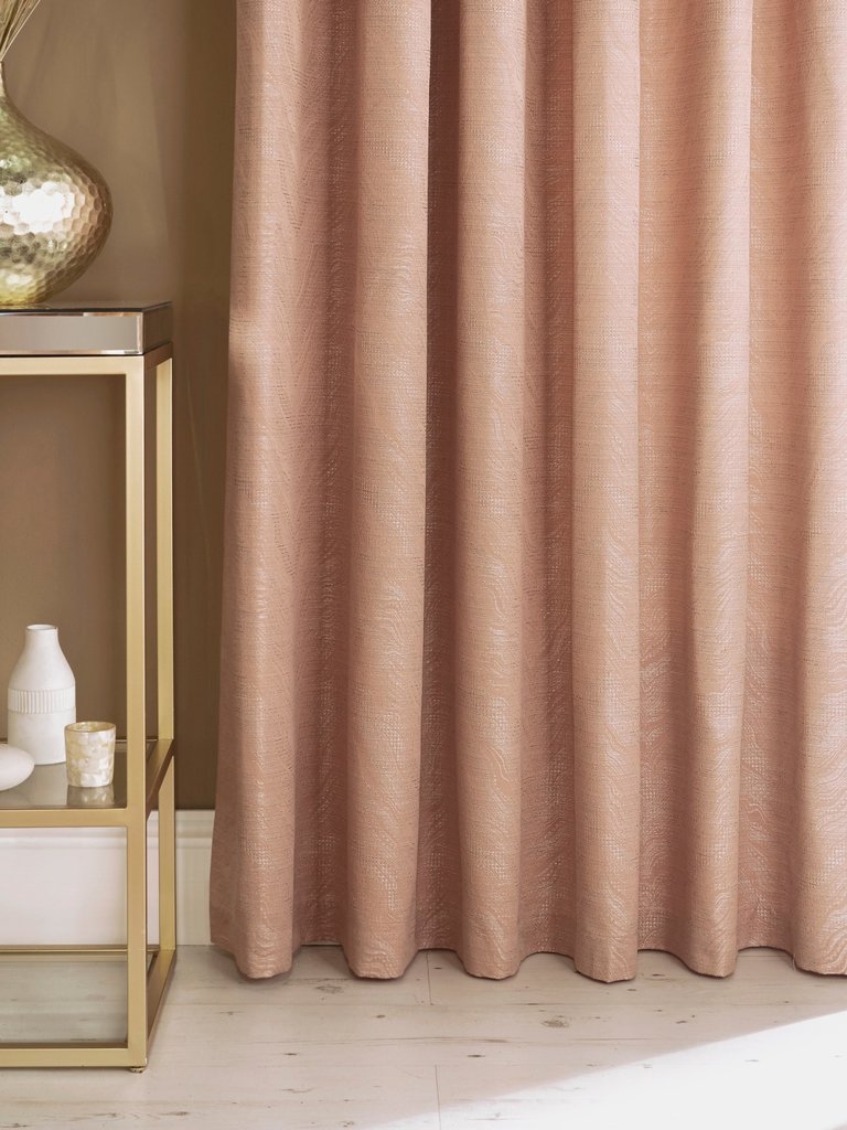 Himalaya Jacquard Design Eyelet Curtains (Pair) - Blush Pink (46" x 72")